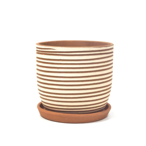 Clay White Stripes Pattern Pot - Image 3