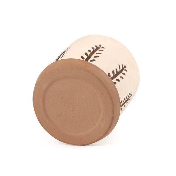 Clay White Vertical Leaf Pattern Pot - Image 8