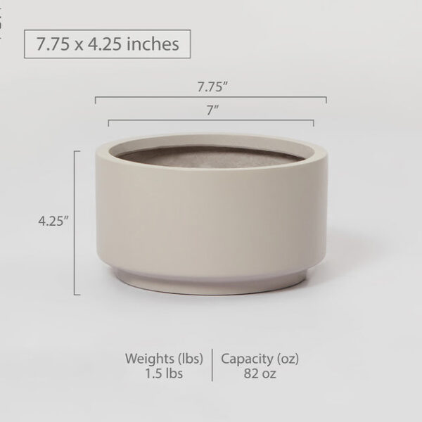 7 inch Gray Cream Fiberstone Ceramic Pot - Image 4