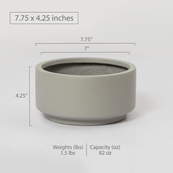 7 inch Smooth Gray Fiberstone Ceramic Pot - Image 4