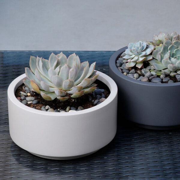 8.75 inch Gray Cream Fiberstone Ceramic Pot - Image 8