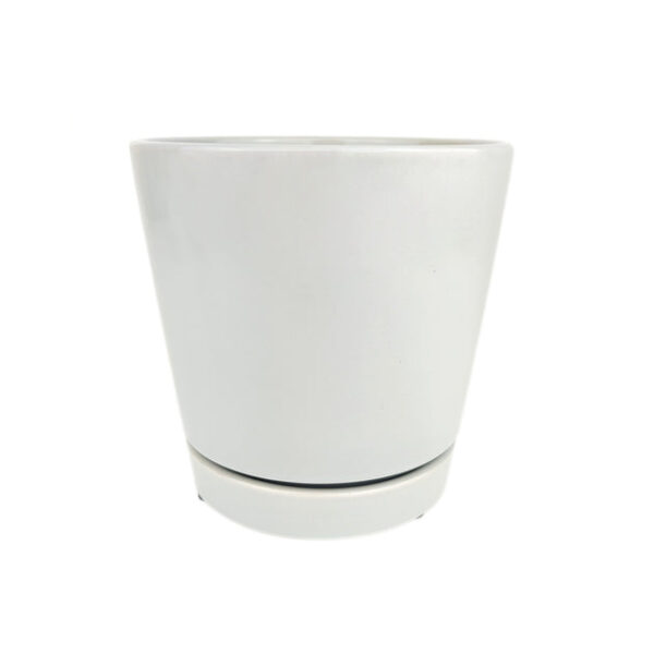 4 inch Gray Minimalist Pot with Saucer - Image 9