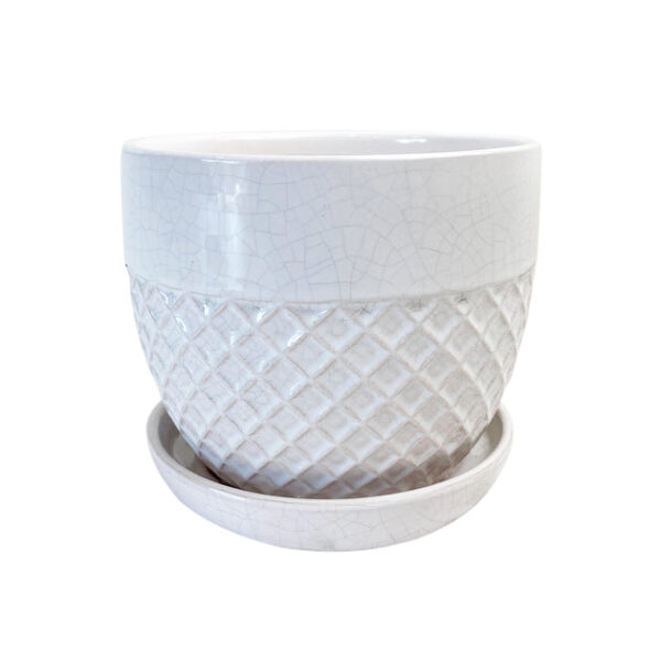 6 inch White Acorn Bell Ceramic Planter - Image 2