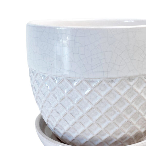 6 inch White Acorn Bell Ceramic Planter - Image 4