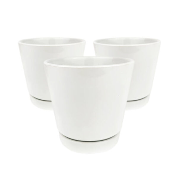Pack of 3 White Minimalist Ceramic Pots - Image 9