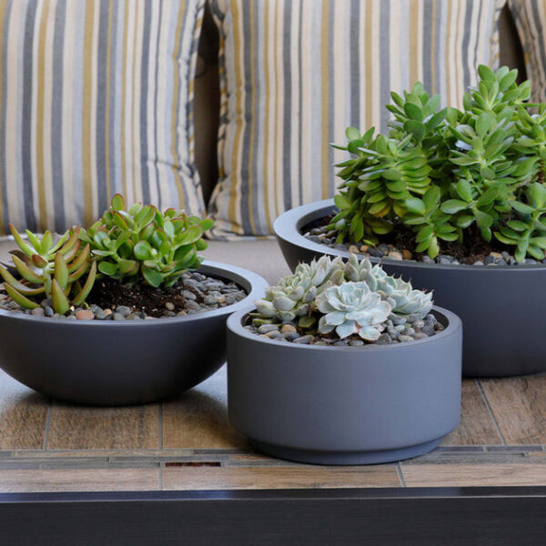 8.75 inch Charcoal Fiberstone Ceramic Pot - Image 3