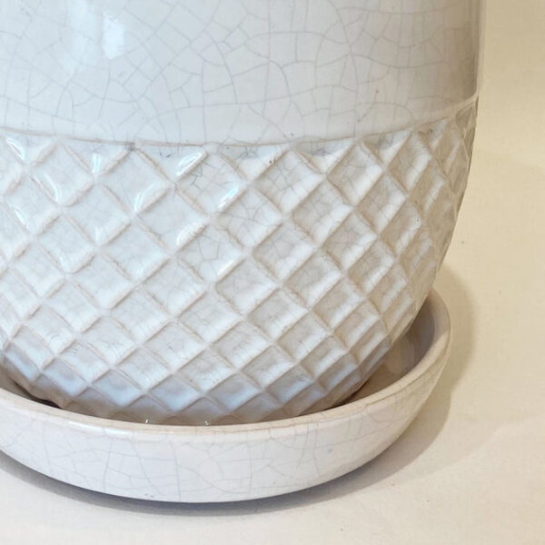 6 inch White Acorn Bell Ceramic Planter - Image 6