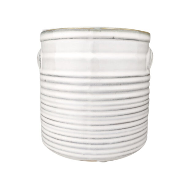 6 inch White Ribbed Ceramic Pot - Image 3