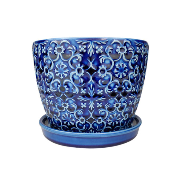 6 inch Blue Ceramic Mediterranean Bell Pot - Image 4