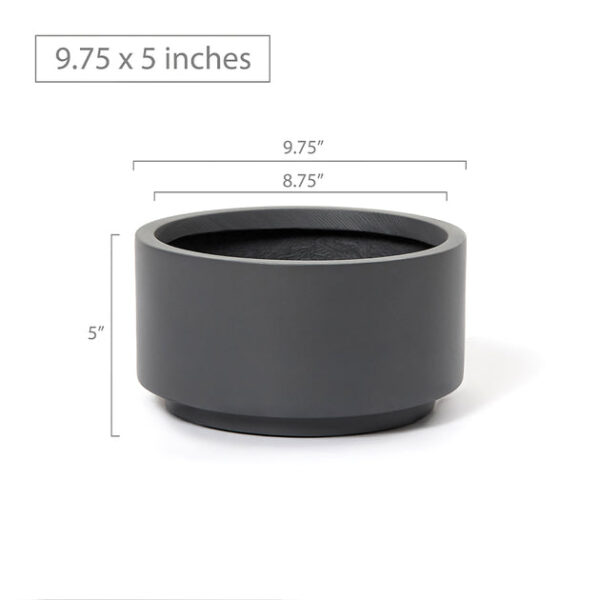 8.75 inch Charcoal Fiberstone Ceramic Pot - Image 2