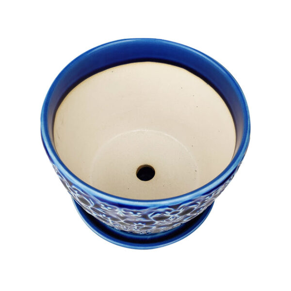 6 inch Blue Ceramic Mediterranean Bell Pot - Image 2