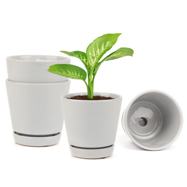 Pack of 3 Gray Minimalist Ceramic Pots - Image 7