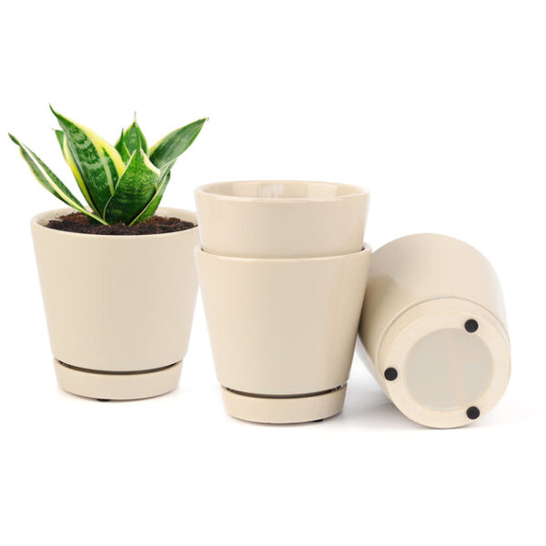 Pack of 3 Oatmeal Minimalist Ceramic Pots - Image 6