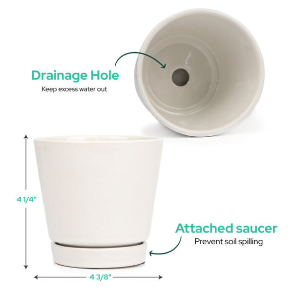 Pack of 3 White Minimalist Ceramic Pots - Image 3