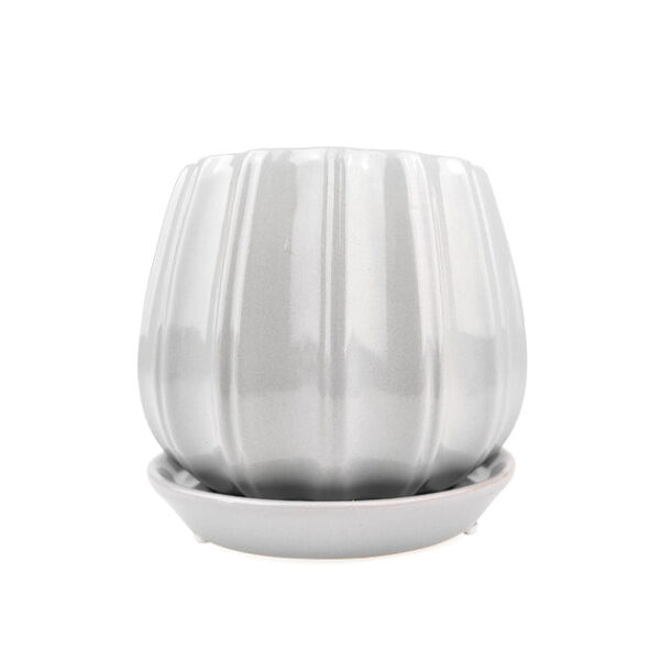 6 inch Grey Glazed Ceramic Contour Planter - Image 9