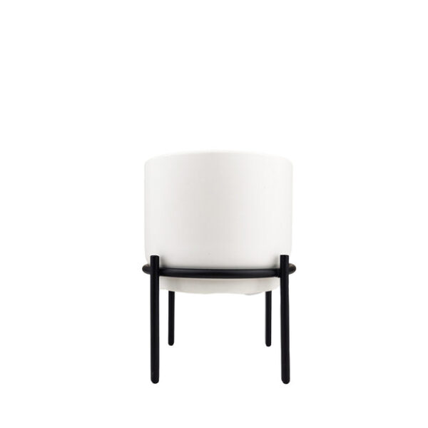 4 inch Solid White Ceramic Planter with Metal Stand - Image 9