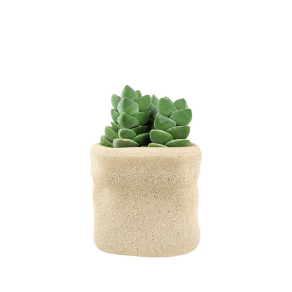 4 inch Beige Satchel Ceramic Plant Pot - Image 2